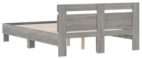 vidaXL Πλαίσιο Κρεβατιού με Κεφαλάρι Γκρι Sonoma 120x200εκ. Επεξ. Ξύλο