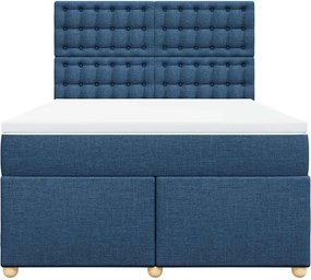 vidaXL Κρεβάτι Boxspring με Στρώμα Μπλε 140x190 εκ. Υφασμάτινο