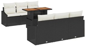 vidaXL Σετ Καναπέ Κήπου με αποθήκευση 7 pcs Μαύρο Πολυ ράταν