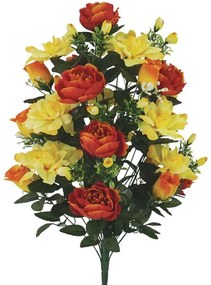 Διακοσμητικό Τεχνητό Μπουκέτο Τριαντάφυλλο-Παιώνια 00-00-27416-3 69cm Multi-Orange Marhome Συνθετικό Υλικό