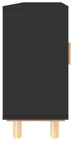 Ντουλάπι Μαύρο 105x30x60 εκ. από Μασίφ Πεύκο &amp; Φυσικό Ρατάν - Μαύρο
