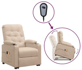 Πολυθρόνα Μασάζ με Ανύψωση Κρεμ Υφασμάτινη