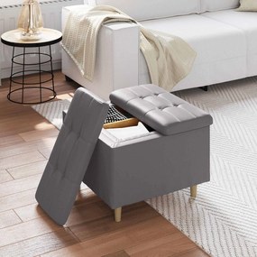 vidaXL Οθωμανικό αποθήκευσης Γκρι 60 x 60 x 45 cm Τεχνητό δέρμα