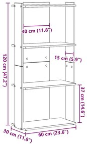 Βιβλιοθήκη 3 επιπέδων Λευκό 60x30x120 cm Ξύλινη κατασκευή - Λευκό