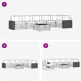 vidaXL Σειρά Καναπέ Εξωτερικού 7 pcs Φυσικό και Ανθρακί