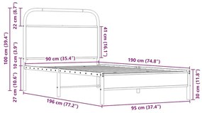 Πλαίσιο Κρεβατιού Χωρ. Στρώμα Sonoma Δρυς 90x190 εκ Επεξ. Ξύλο - Καφέ