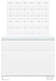 vidaXL Κρεβάτι Boxspring με Στρώμα Λευκό 90x190εκ. από Συνθετικό Δέρμα