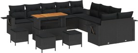 vidaXL Σετ Καναπέ Κήπου 14 pcs Μαύρο συνθετικό ρατάν
