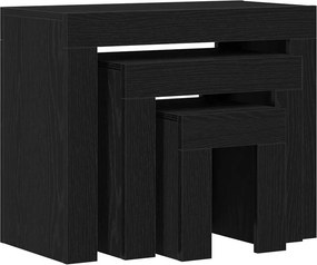 vidaXL Ένθετα τραπέζια 3 τμχ. Μαύρη Οξυά 61 x 30 x 50 εκ