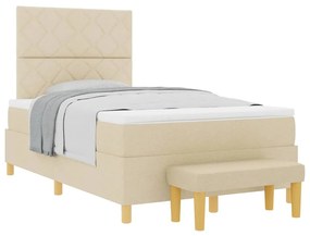 vidaXL Κρεβάτι με ελατήρια με στρώμα Κρεμ 120 x 190 cm ύφασμα