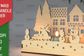Intra απο ξύλο plywood 3mm-4mm πάχος Χριστουγεννιάτικη Σκηνή Κηροπήγιο Δίασταση 15x15 cm INTRAFABR-105630176