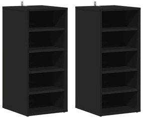 vidaXL Παπουτσοθήκες 2 τεμ. Μαύρες 31,5 x 35 x 70 εκ. από Επεξ. Ξύλο