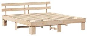 vidaXL Σκελετός Κρεβατιού Καφέ 200 x 200 cm Μασίφ ξύλο πεύκου