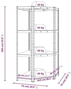 ΓΩΝΙΑΚΟ ΡΑΦΙ 4 ΣΤΡΩΣΕΩΝ ΜΠΛΕ ΧΑΛΥΒΑΣ &amp; ΞΥΛΟ 152852