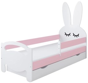 Κρεβάτι  Bunnie με Συρτάρι + Προστατευτικό White + Pink  80x180cm  BC60023 BabyCute (Δώρο το Στρώμα)