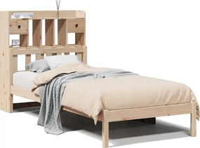 vidaXL Κρεβάτι Βιβλιοθήκη Χωρίς Στρώμα 75x190 εκ Μασίφ Ξύλο Πεύκο