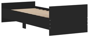 vidaXL Πλαίσιο Κρεβατιού Μαύρο 75 x 190 εκ. Επεξεργ. Ξύλο Small Single
