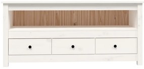 vidaXL Έπιπλο Τηλεόρασης Λευκό 114x35x52 εκ. από Μασίφ Ξύλο Πεύκου