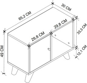 Κομοδίνο Rico Megapap χρώμα λευκό 65,2x30x49εκ.