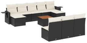 vidaXL Σαλόνι Κήπου Σετ 11 Τεμαχίων Μαύρο Συνθετικό Ρατάν με Μαξιλάρια