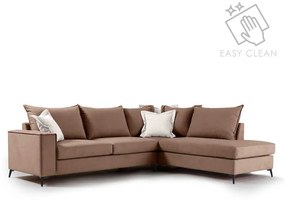 Γωνιακός καναπές αριστερή γωνία Romantic pakoworld ύφασμα mocha-cream 290x235x95εκ