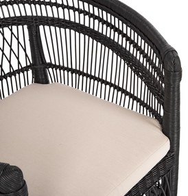 Καρέκλα - Πολυθρόνα MALAWI C9635.03 Ξύλο Μαόνι με Rattan Μαύρο και Λευκό Μαξιλάρι 80x70x86Υεκ. 80x70x86 εκ.