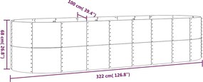 vidaXL Ζαρντινιέρα Ασημί 322x100x68 εκ. Γαλβανισμένος χάλυβας