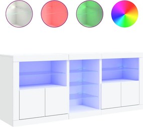 vidaXL Μπουφές με Φώτα LED Λευκός 181,5 x 37 x 67 εκ.