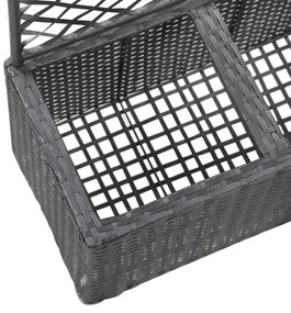 vidaXL Ζαρντινιέρα Υπερυψωμένη+Καφασωτό Μαύρη 58x30x107 εκ. Συνθ.Ρατάν