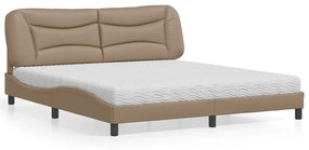 vidaXL Κρεβάτι με Στρώμα Καπουτσίνο 180x200 εκ. Συνθ. Δέρμα