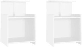 vidaXL Κομοδίνα 2 Τεμαχίων Λευκά 40 x 35 x 60 εκ. από Επεξ. Ξύλο