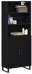 vidaXL Highboard 2 pcs Μαύρη δρυς 70 x 34 x 180 εκ. Επεξεργασμένο ξύλο