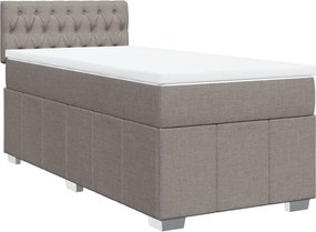 vidaXL Κρεβάτι Boxspring με Στρώμα Taupe 100 x 200 εκ. Υφασμάτινο