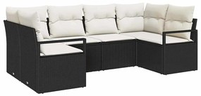 vidaXL Σετ Καναπέ Κήπου 6 pcs Μαύρο, Κρέμα Πολυ rattan, βαμμένο ατσάλι
