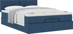 vidaXL Οθωμανικό κρεβάτι με στρώμα μπλε 140x200cm ύφασμα