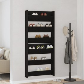 vidaXL Ντουλάπες παπουτσιών τοίχου 2 pcs Μαύρη δρυς 60 x 18 x 60 εκ