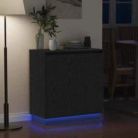 vidaXL Πλευρικό Τραπέζι LED Μαύρη Δρυς 71 x 34,5 x 75 εκ.