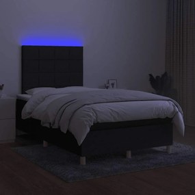 vidaXL Κρεβάτι Boxspring με Στρώμα &amp; LED Μαύρο 120x190 εκ. Υφασμάτινο