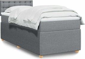 vidaXL Κρεβάτι Boxspring με Στρώμα Ανοιχτό Γκρι 90x200 εκ. Υφασμάτινο