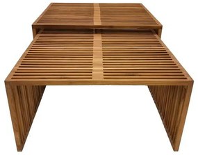 Τραπέζι Tinnie pakoworld σετ 2τεμ teak ξύλο σε φυσική απόχρωση