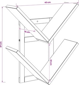 vidaXL Ράφι Τοίχου Μαύρη Δρυς 43 x 15 x 47 εκ Επεξεργασμένο Ξύλο