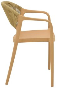 Καρέκλα - Πολυθρόνα Ankara στοιβαζόμενη pp cappuccino - μπεζ rattan 57x48x80 εκ. 57x48x80 εκ.