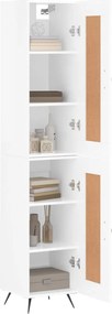 vidaXL Ντουλάπι Γυαλ. Λευκό 34,5 x 34 x 180 εκ. από Επεξεργασμένο Ξύλο