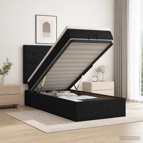 vidaXL Κρεβάτι Ottoman με Στρώμα και LED Μαύρο 100 x 200 cm Ύφασμα