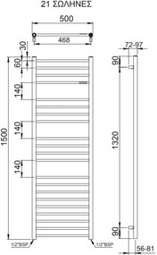Πετσετοκρεμάστρα θερμαινόμενη Bellavia III-Mauro