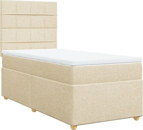 vidaXL Κρεβάτι Boxspring με Στρώμα Κρεμ 90x190 εκ.Υφασμάτινο