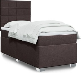 vidaXL Κρεβάτι Boxspring με Στρώμα Σκούρο Καφέ 100x200 εκ. Υφασμάτινο