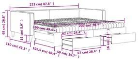 Καναπές Κρεβάτι Συρόμενος Μαύρος 100x200εκ Υφασμάτινος Συρτάρια - Μαύρο