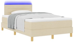 vidaXL Κρεβάτι με Στρώμα και LED Κρεμ 120x200 εκ. Ύφασμα