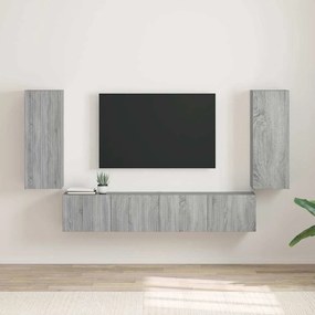 vidaXL Ντουλάπι Τηλεόρασης Τοίχου 2 pcs Γκρίζο Σονομα